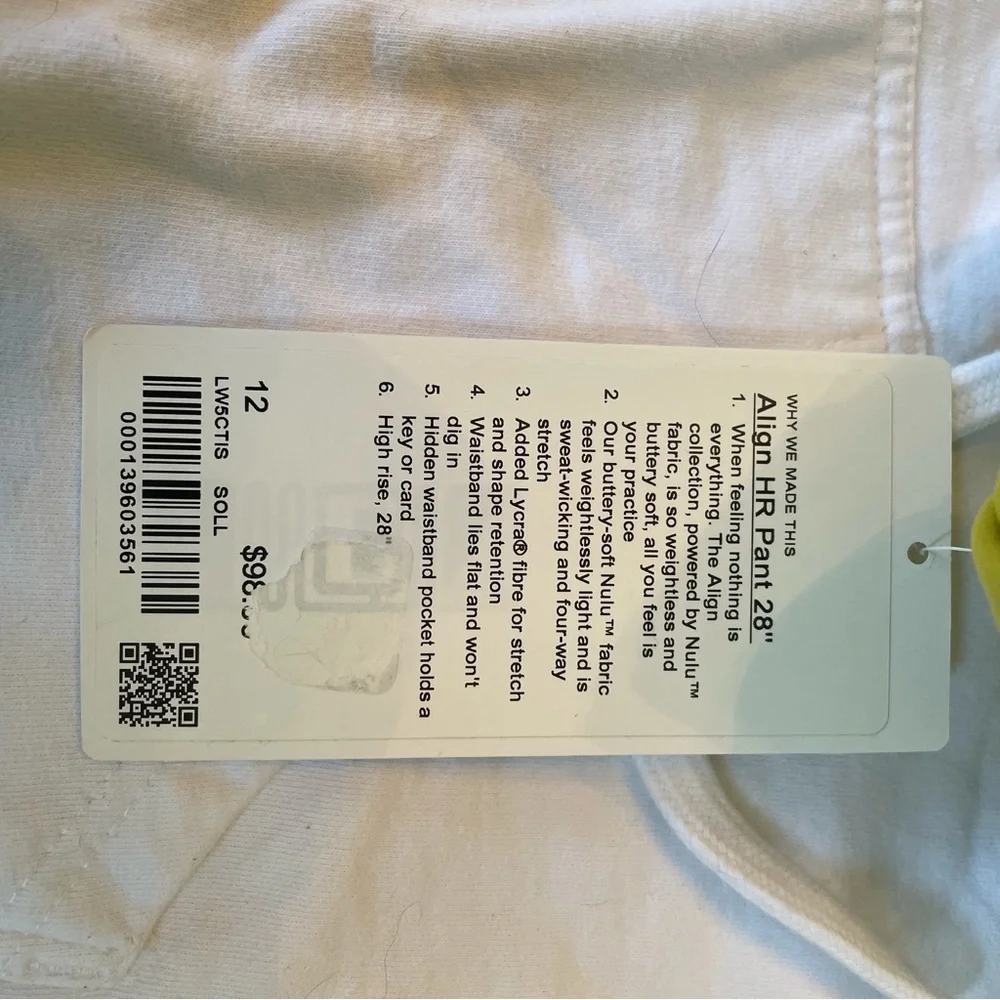 Lululemon yellow Align High Rise Leggings 28” inseam NWT 12 - Picture 9 of 10